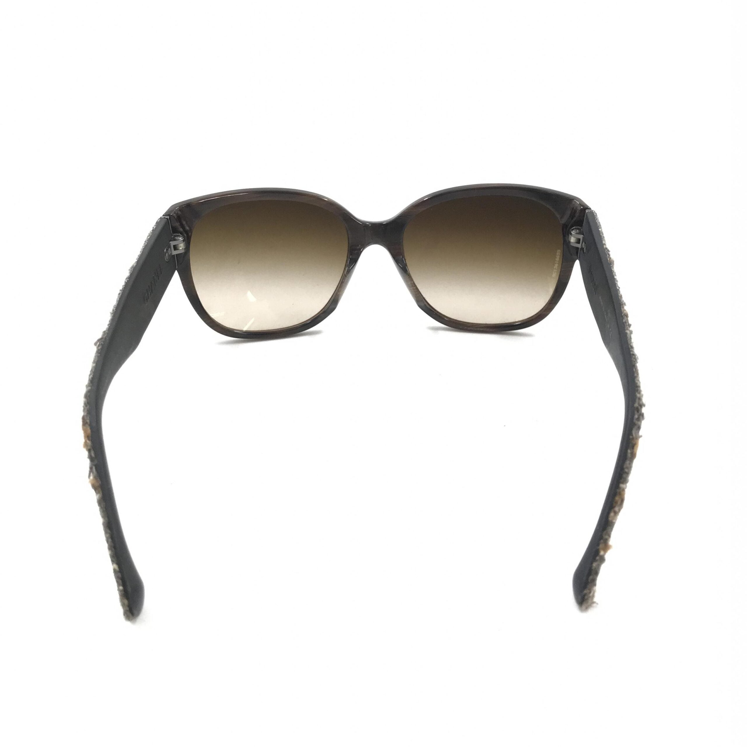 Chanel Brown Frame With Tweed Accents Sunglasses